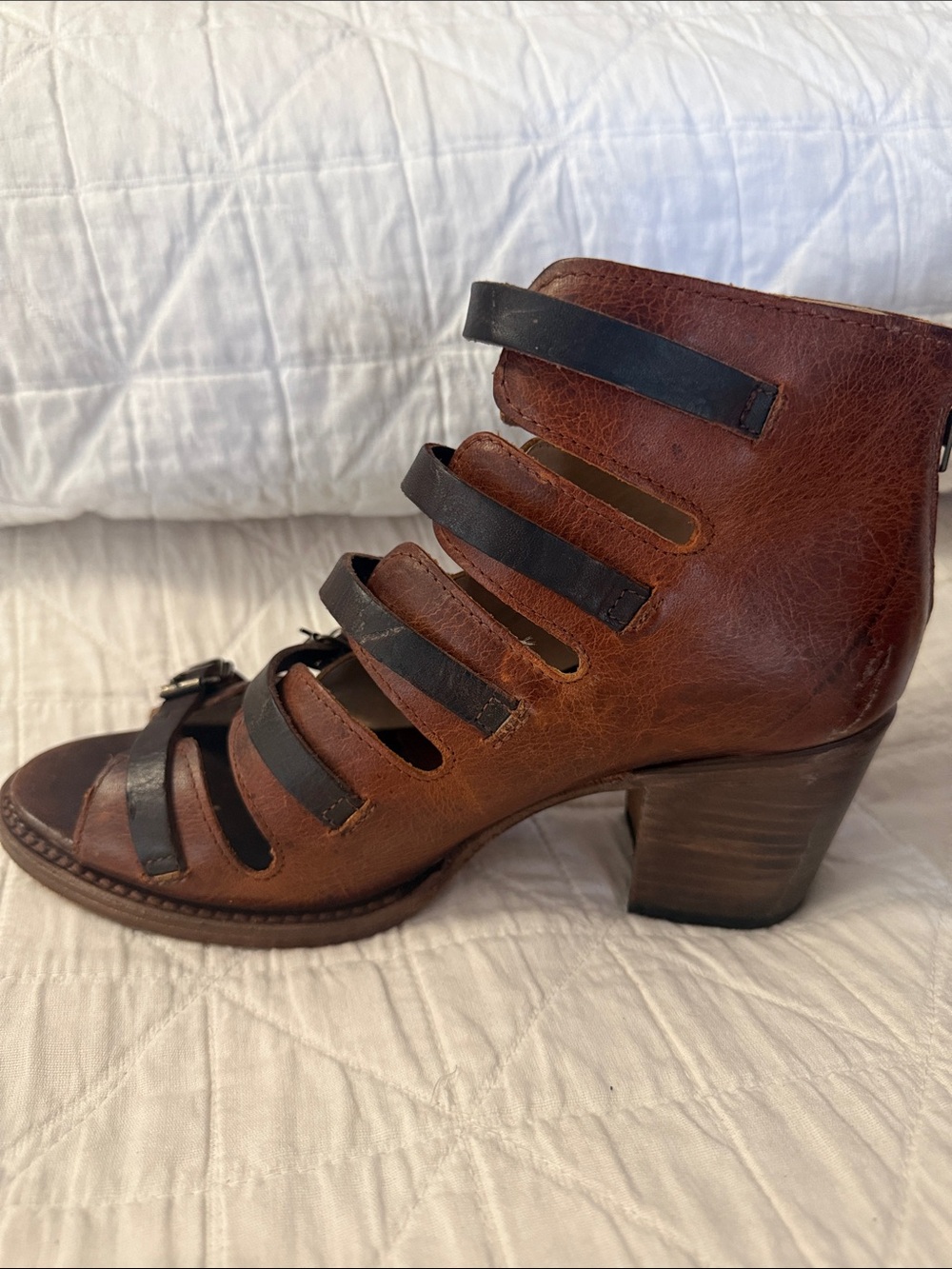 Freebird by Steven Quinn Brown Multi-Strap Leather Gladiator Sandals-Size 9 - Picture 6 of 10